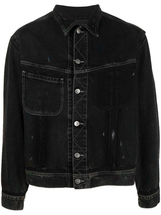 Black Paint Denim Jacket
