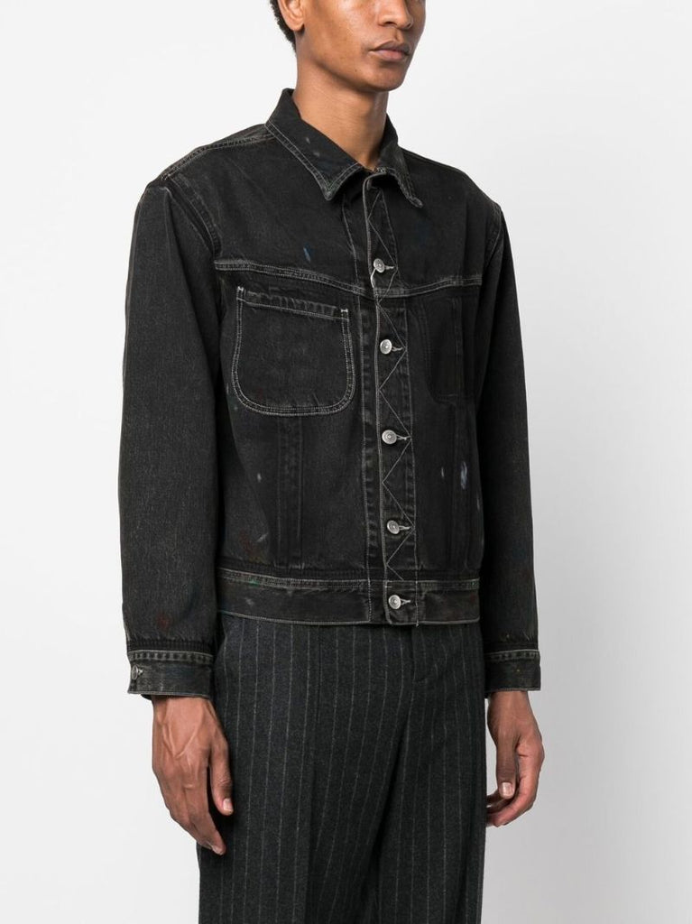Black Paint Denim Jacket