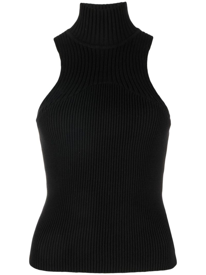 Black High Neck Knit Top