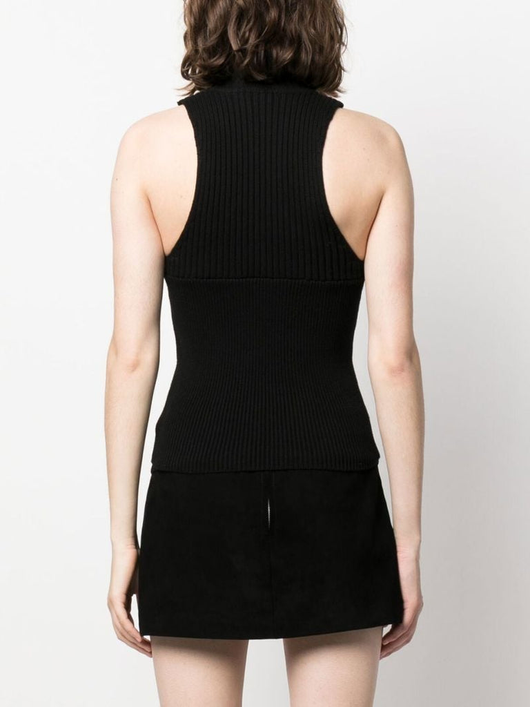 Black High Neck Knit Top