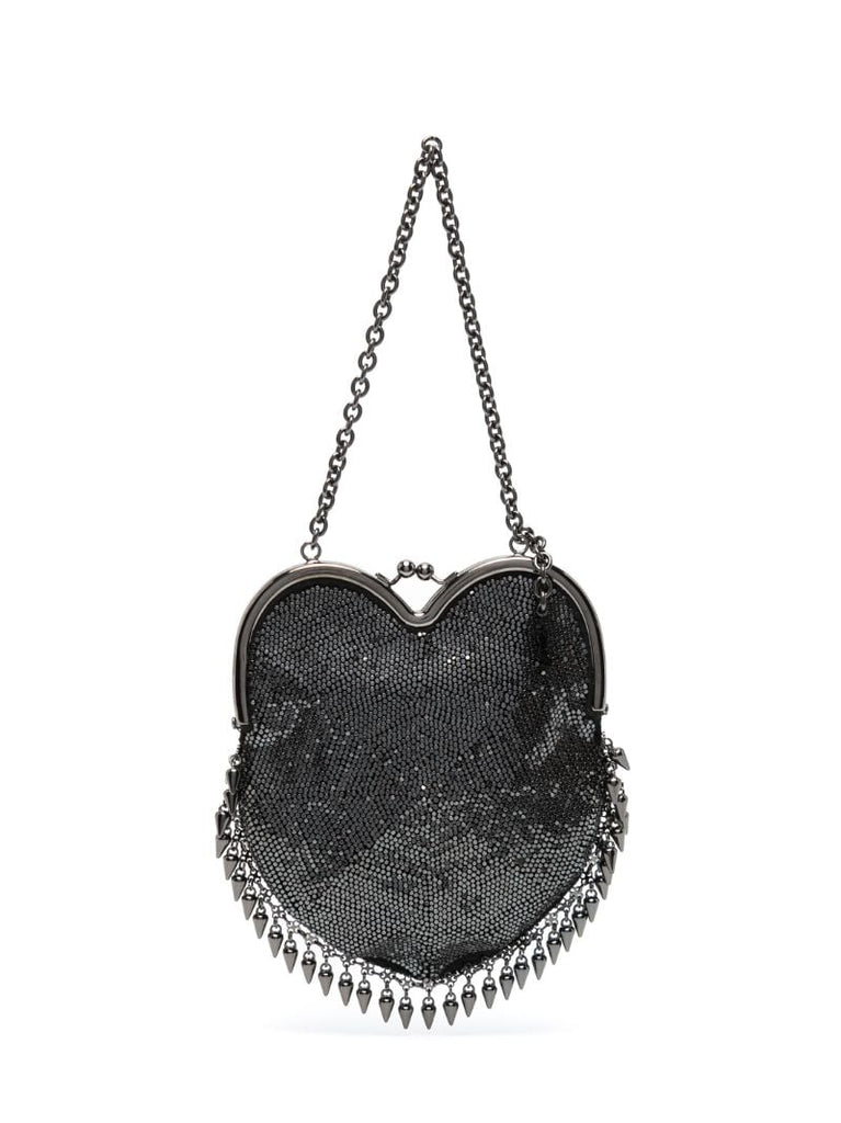 Grey Heart Mesh Mini Bag