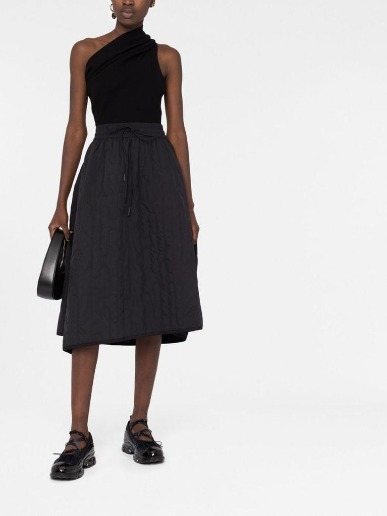 Black Quilted Midi Skirt