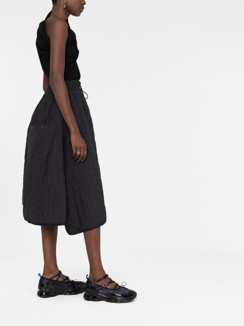 Black Quilted Midi Skirt