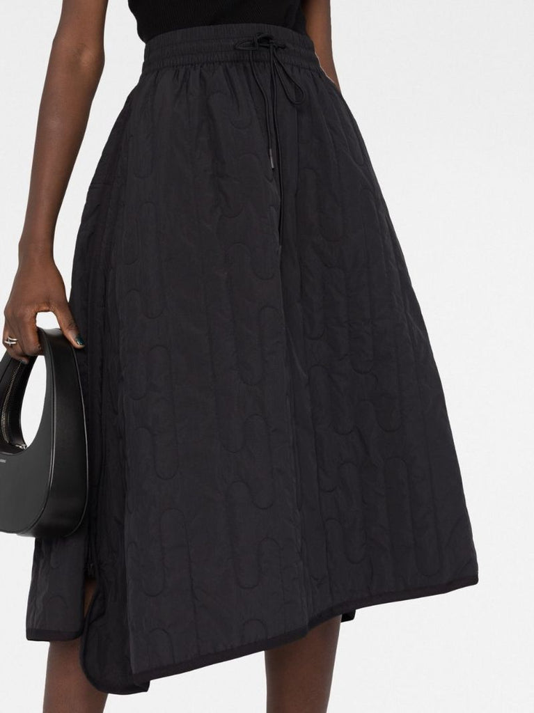 Black Quilted Midi Skirt
