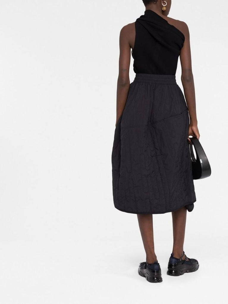 Black Quilted Midi Skirt