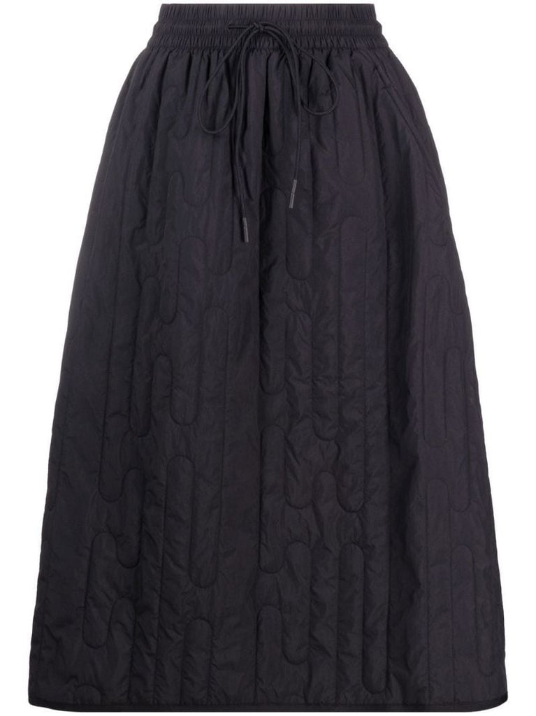 Black Quilted Midi Skirt