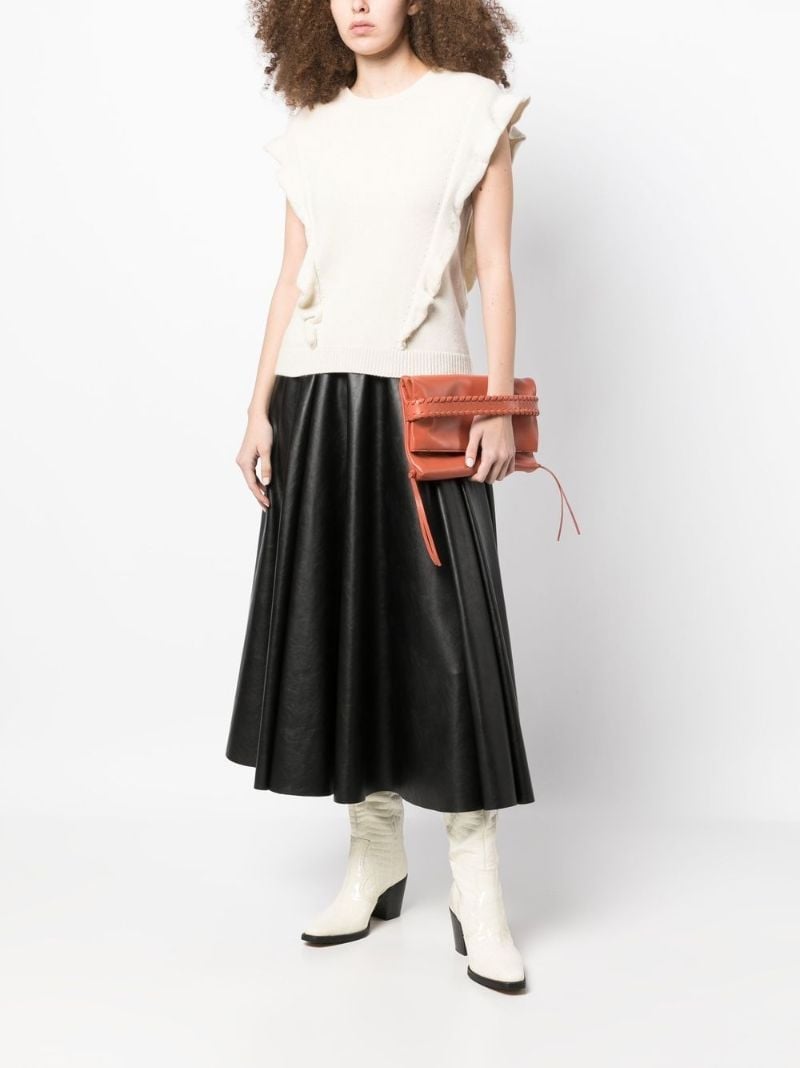 Brown Whipstitch Logo Clutch Bag