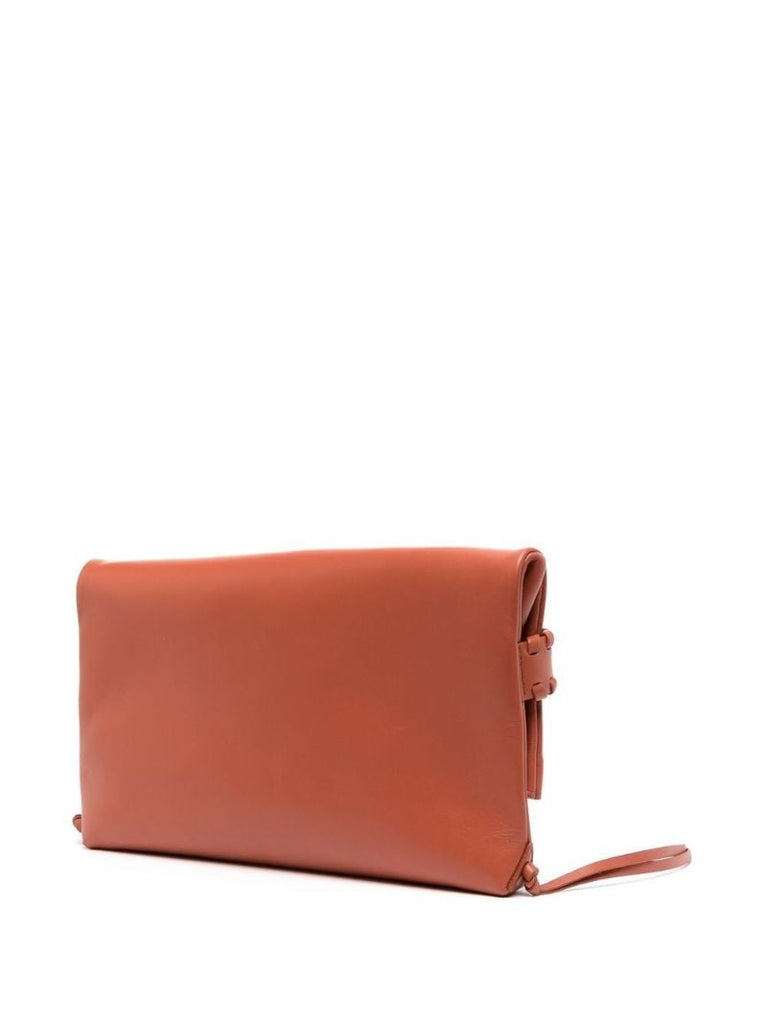 Brown Whipstitch Logo Clutch Bag