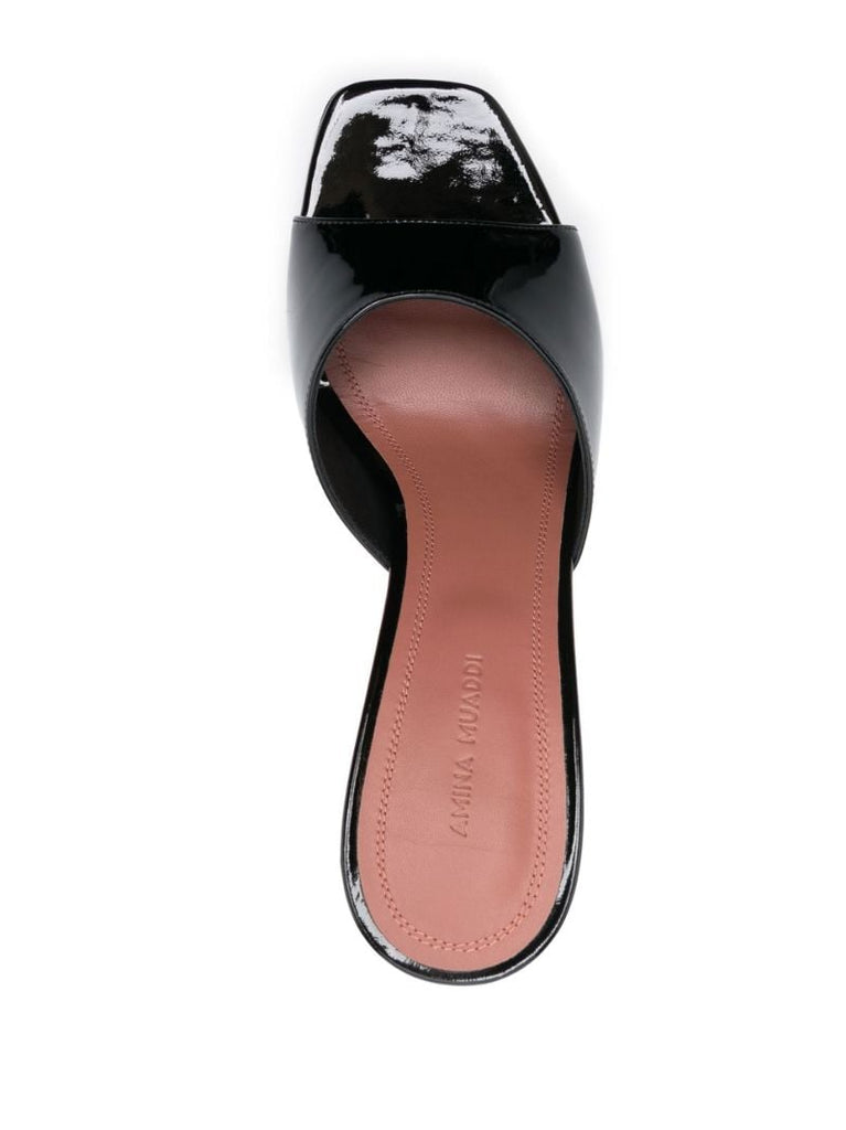 Black Lupita 95 Square Toe Leather Mules