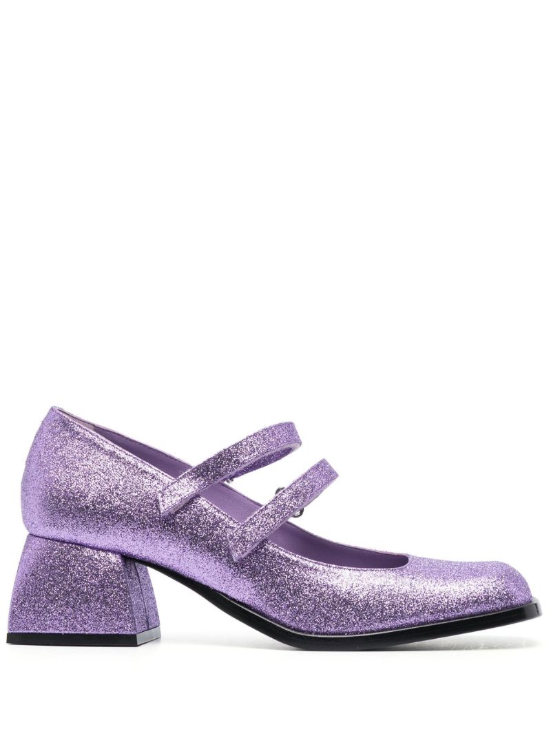 Purple 55 Glitter Mary Jane Pumps