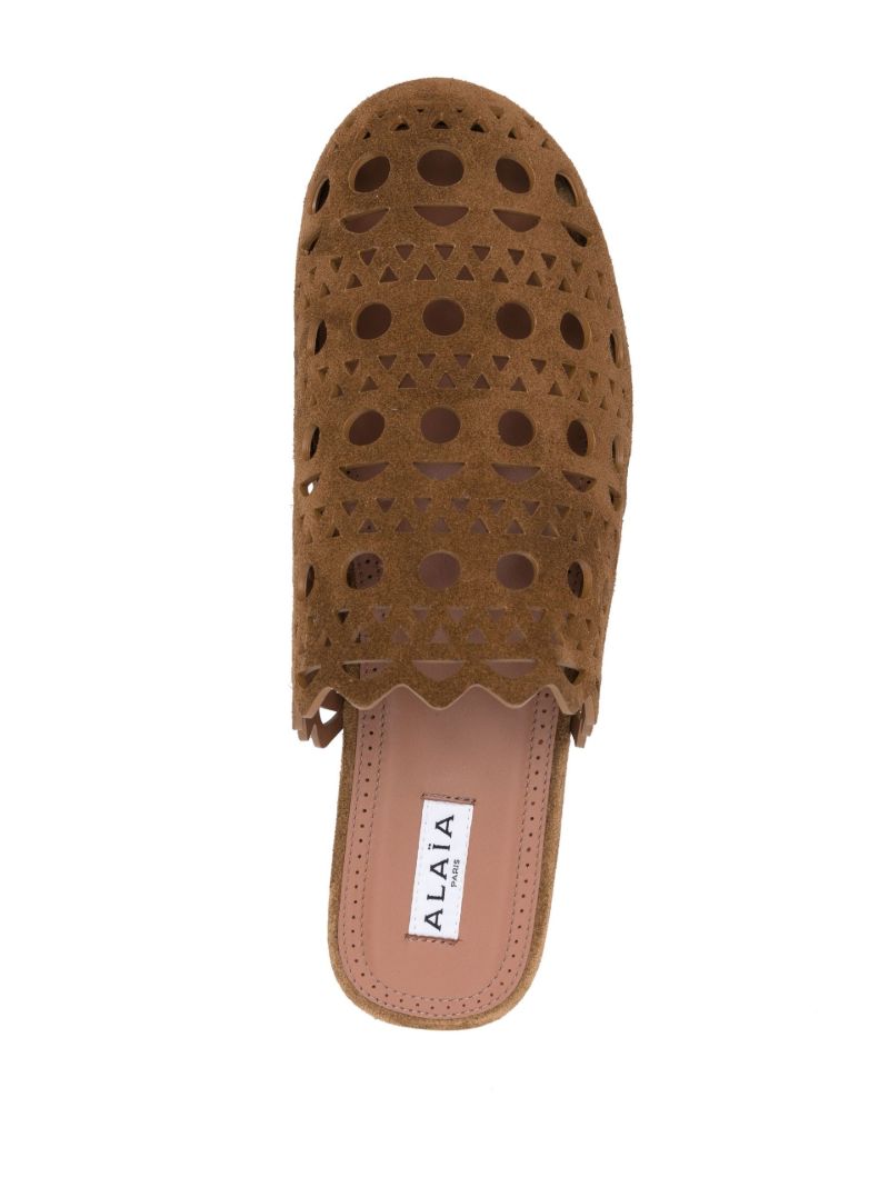 Brown Vienne Perforated Suede Clogs