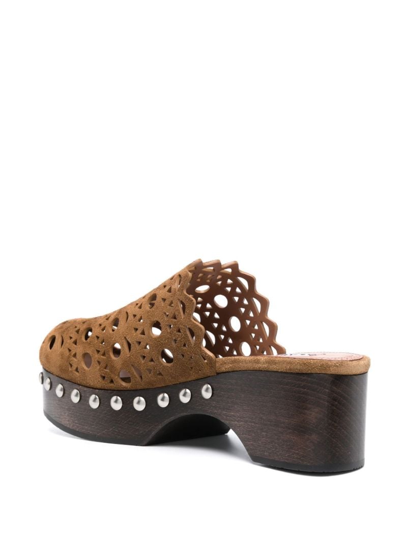 Brown Vienne Perforated Suede Clogs