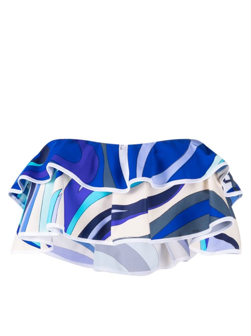 Blue Marmo-print Bikini Top