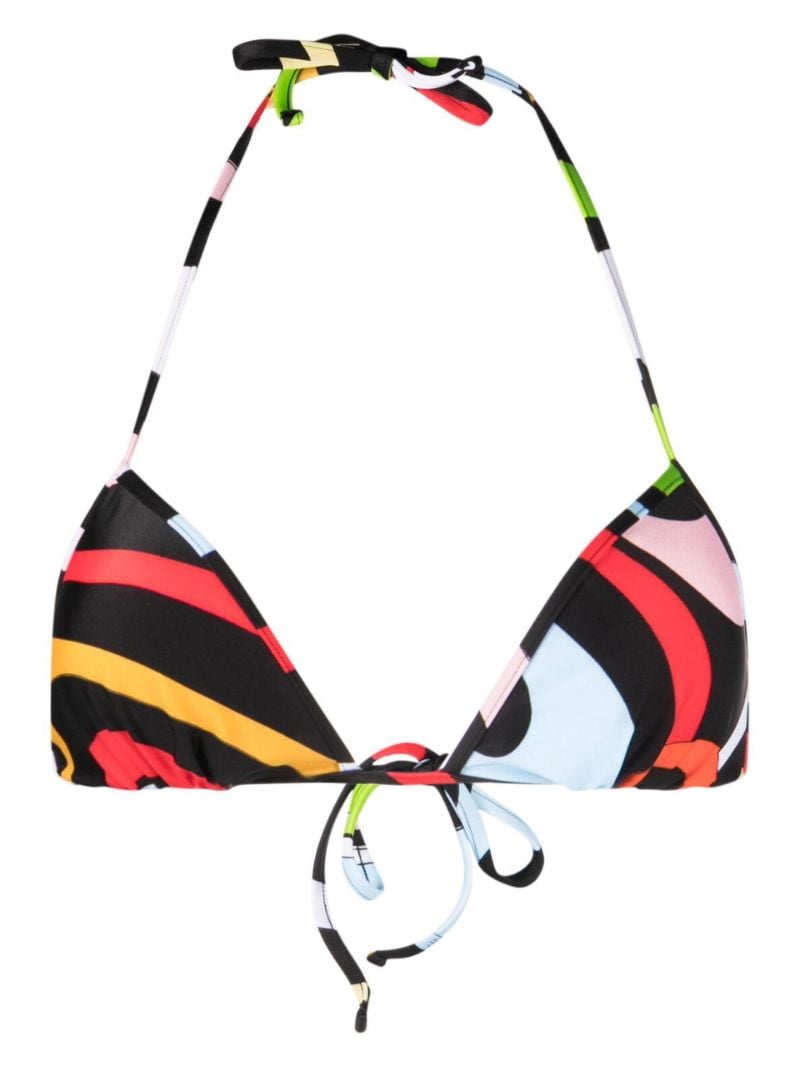 Black Marmo Print Bikini Top