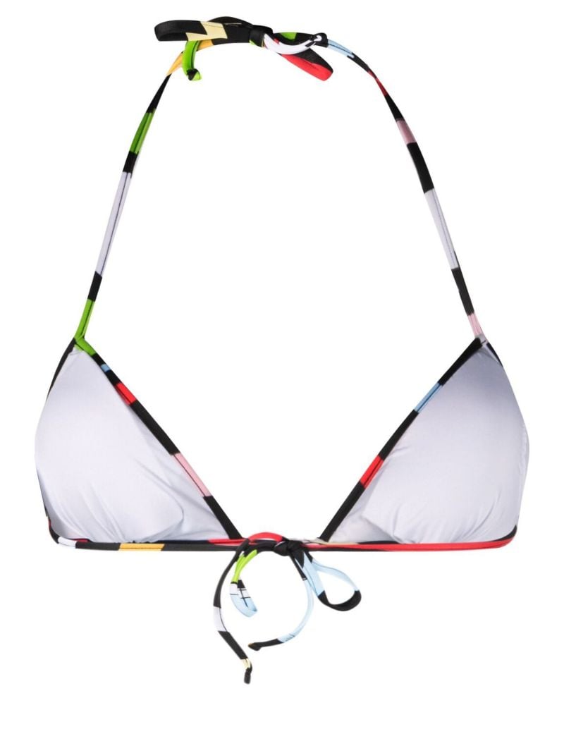 Black Marmo Print Bikini Top