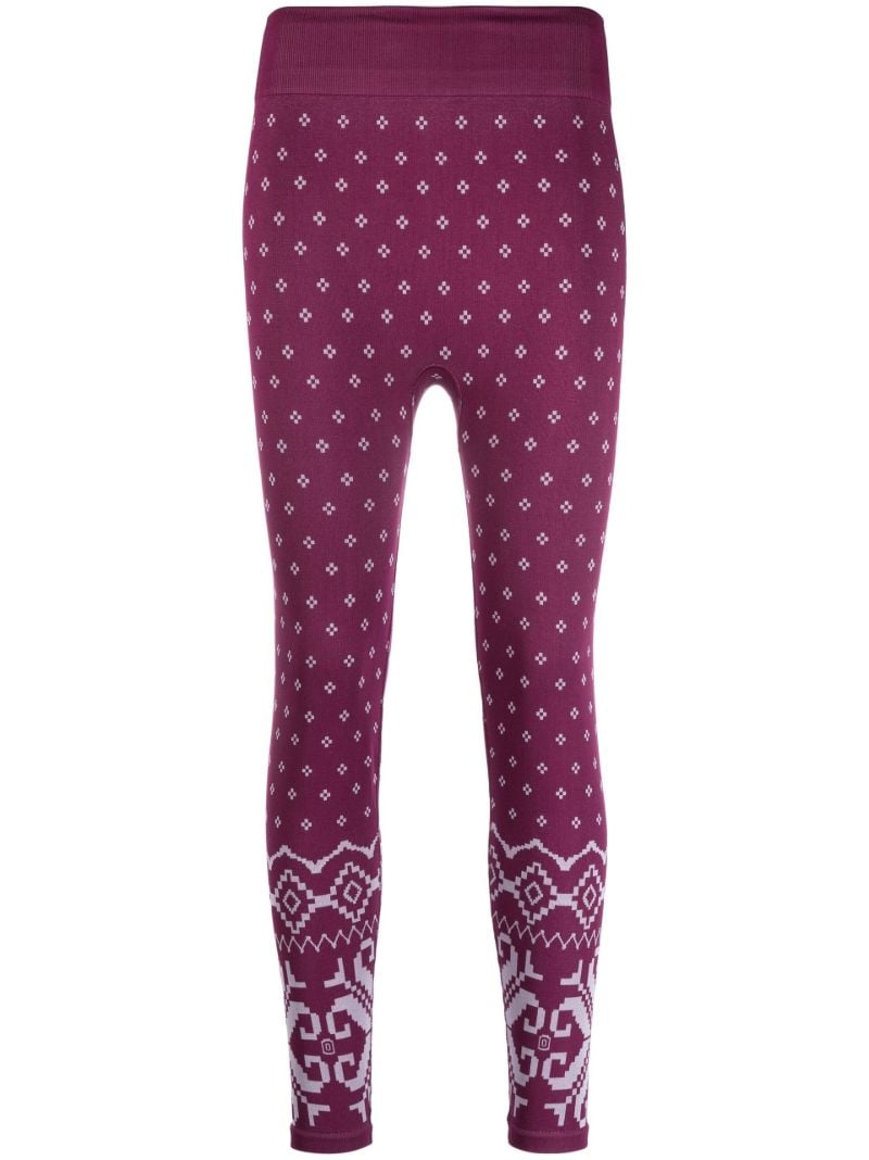 Pink Fair Isle Base Layer Ski Leggings