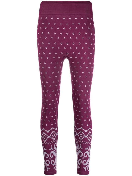 Pink Fair Isle Base Layer Ski Leggings