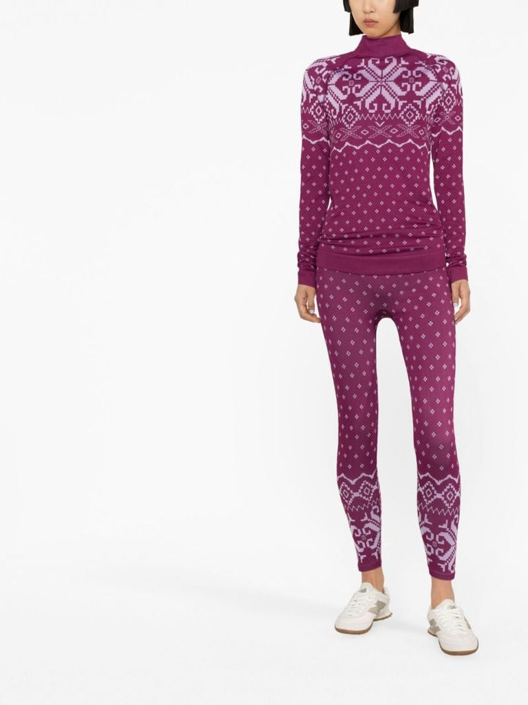 Pink Fair Isle Base Layer Ski Leggings