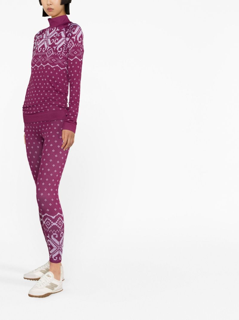 Pink Fair Isle Base Layer Ski Leggings