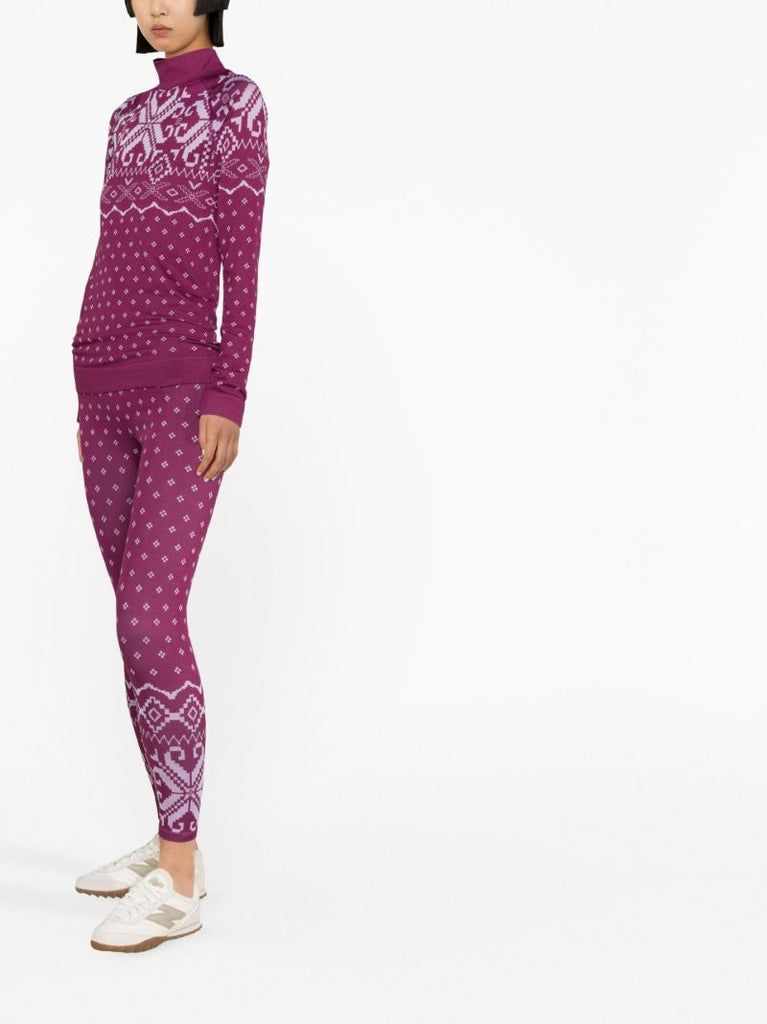 Pink Fair Isle Base Layer Ski Leggings
