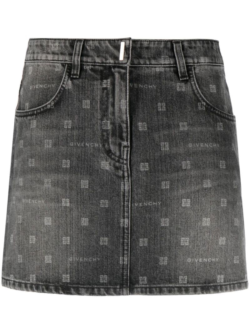Black 4g Denim Mini Skirt