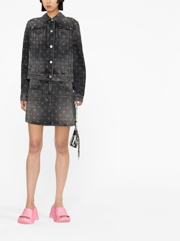 Black 4g Denim Mini Skirt