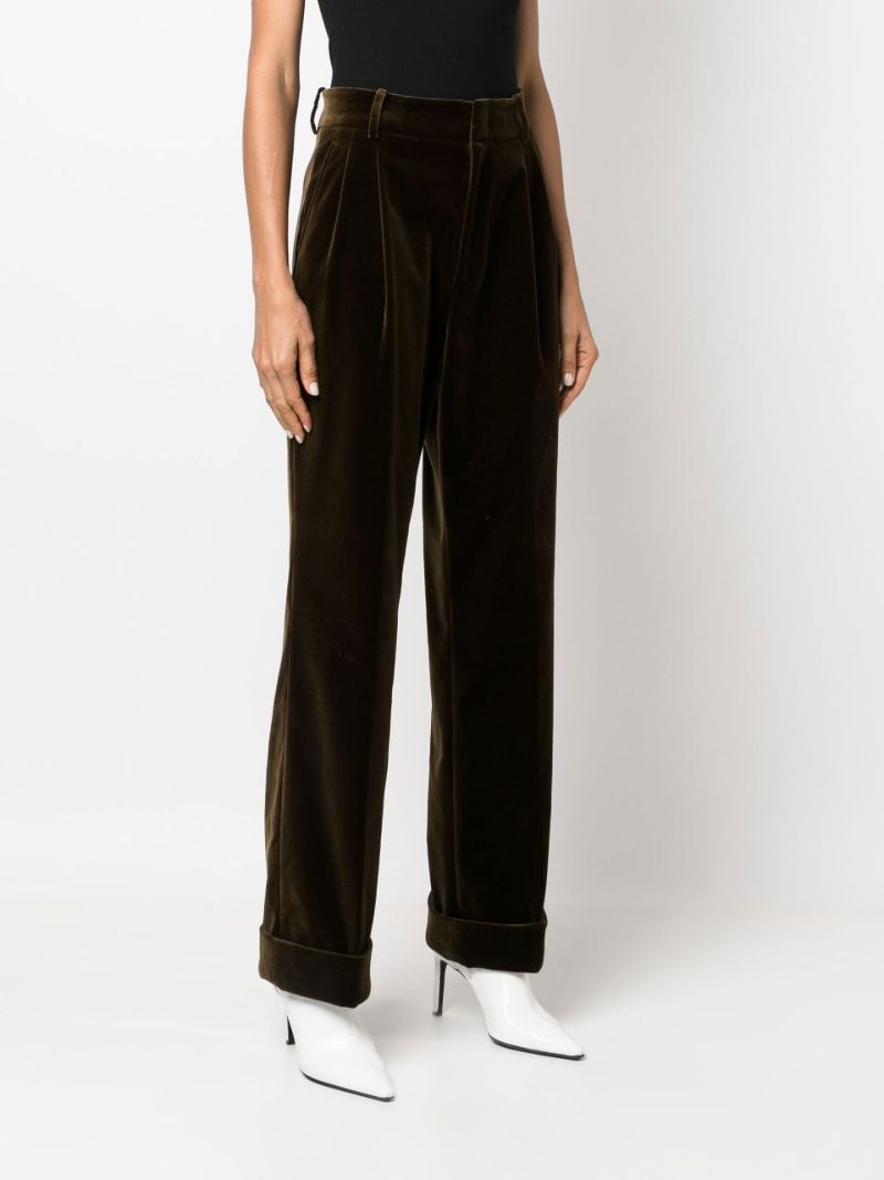 Green High-waisted Velvet Trousers