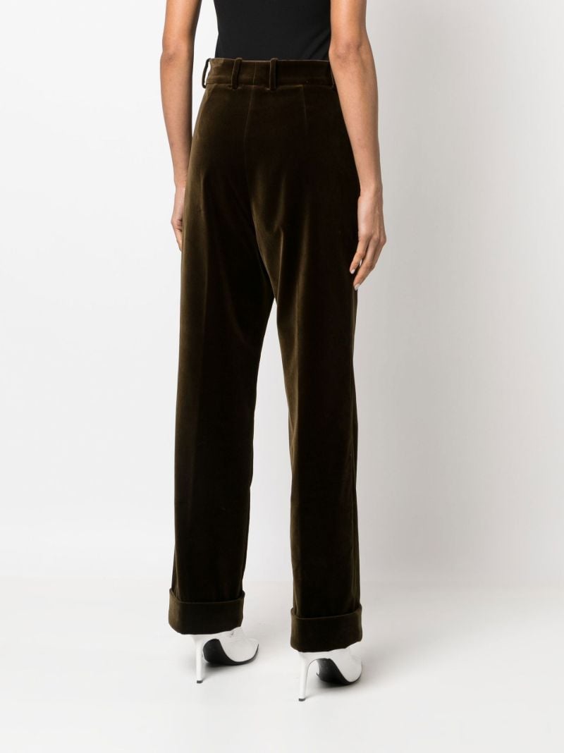 Green High-waisted Velvet Trousers