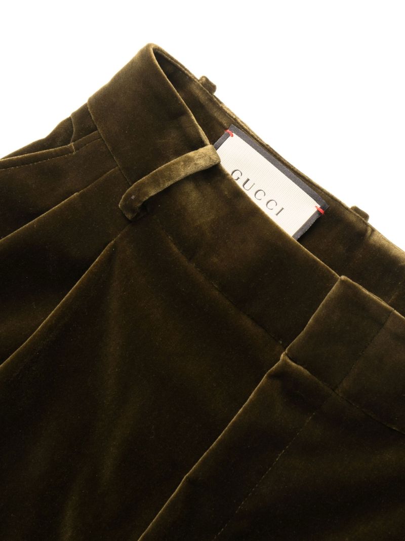 Green High-waisted Velvet Trousers