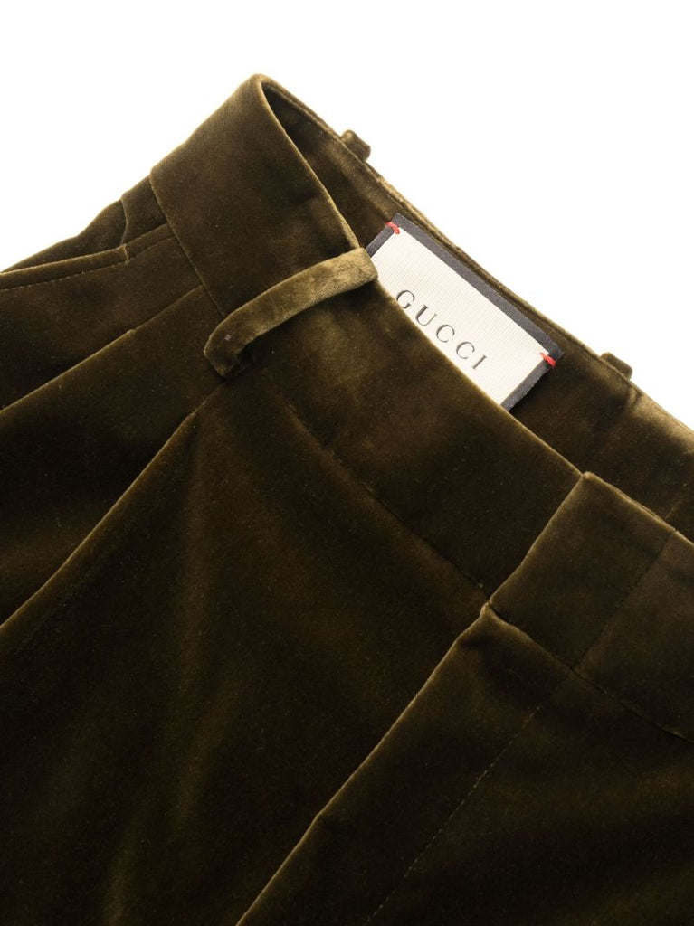 Green High-waisted Velvet Trousers