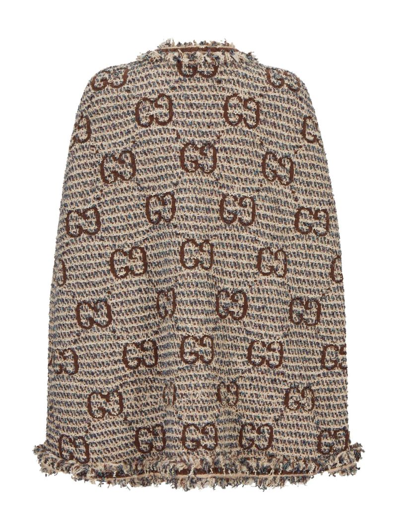 Brown Gg Supreme Tweed Cape Coat