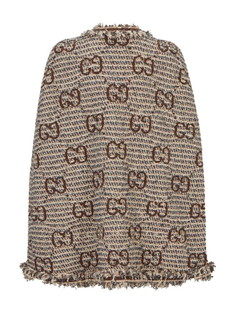 Brown Gg Supreme Tweed Cape Coat