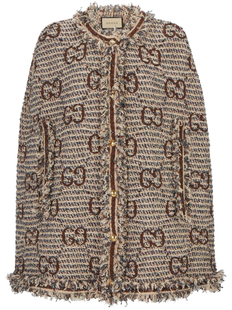 Brown Gg Supreme Tweed Cape Coat