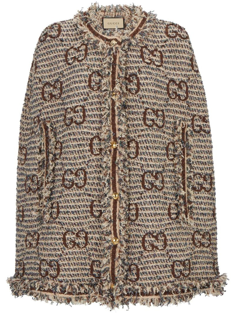 Brown Gg Supreme Tweed Cape Coat