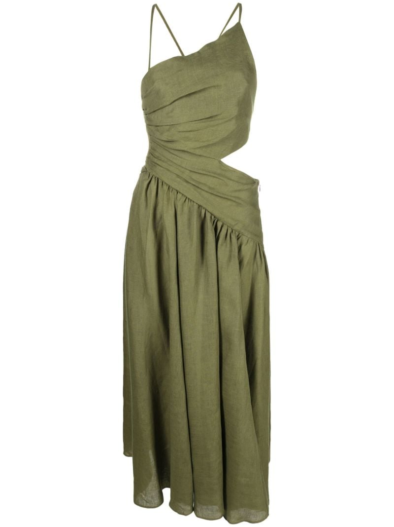 Green Laurel Asymmetric Cut-out Midi Dress