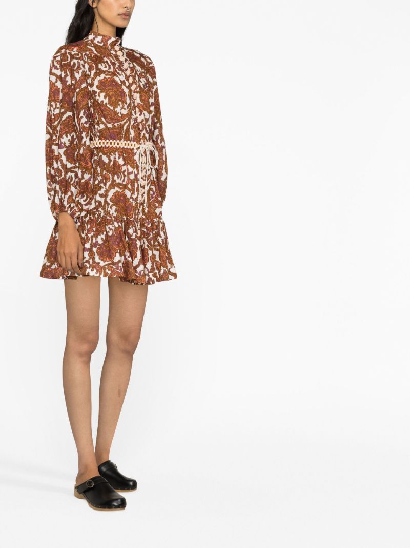 Brown Tiggy Paisley Print Cotton Mini Dress