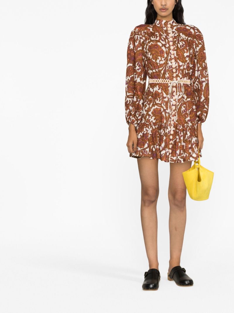 Brown Tiggy Paisley Print Cotton Mini Dress