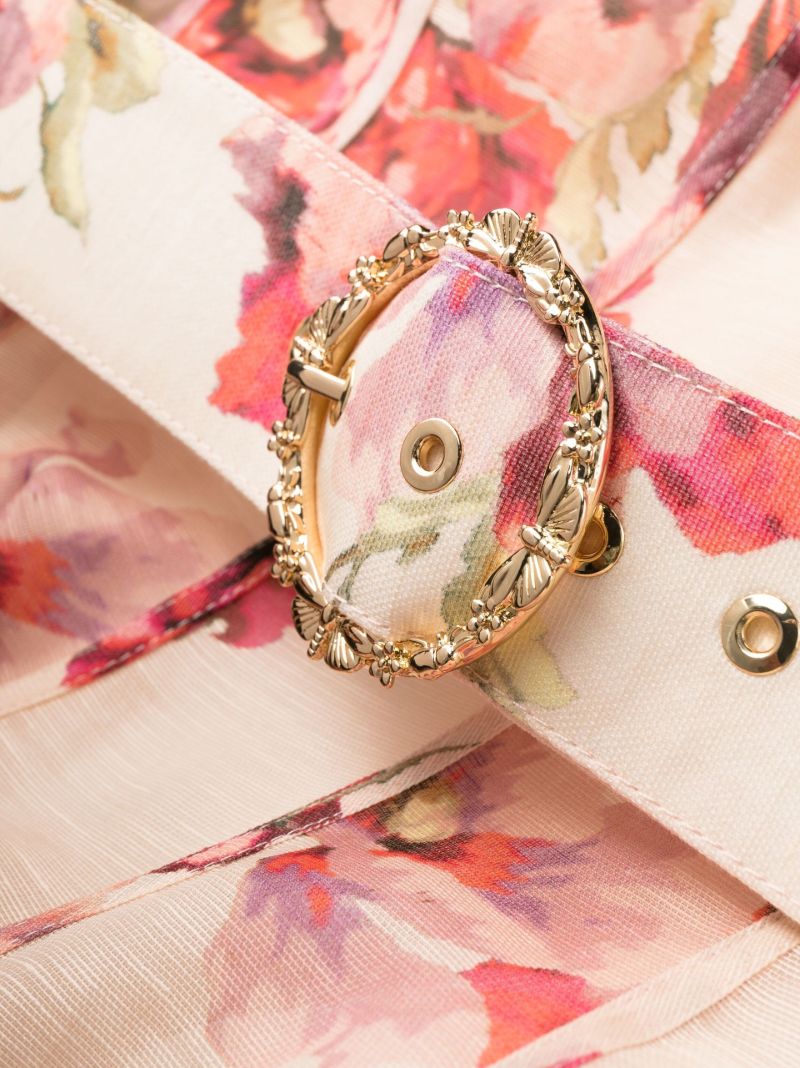 Neutral Floral Print Mini Dress