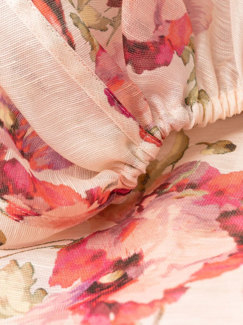Neutral Floral Print Mini Dress