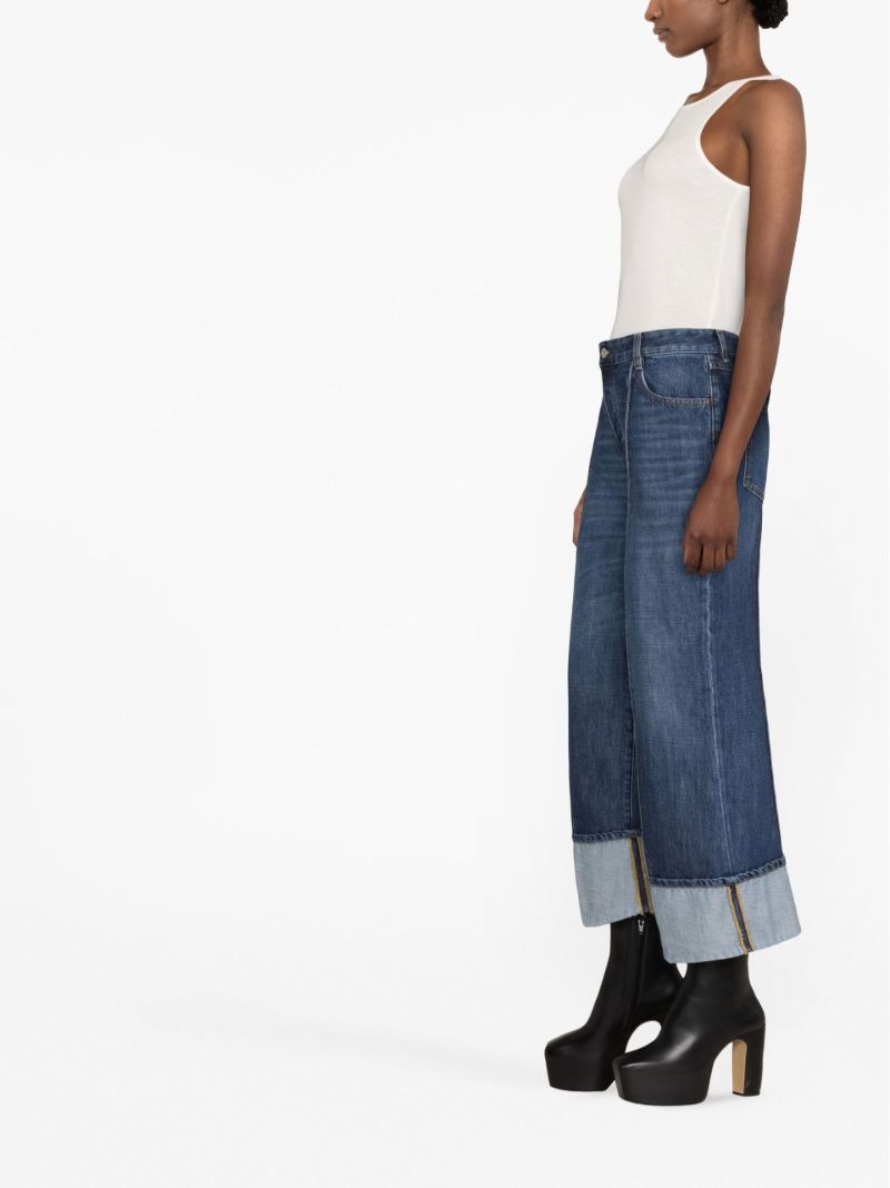 Blue Cropped Straight-leg Jeans