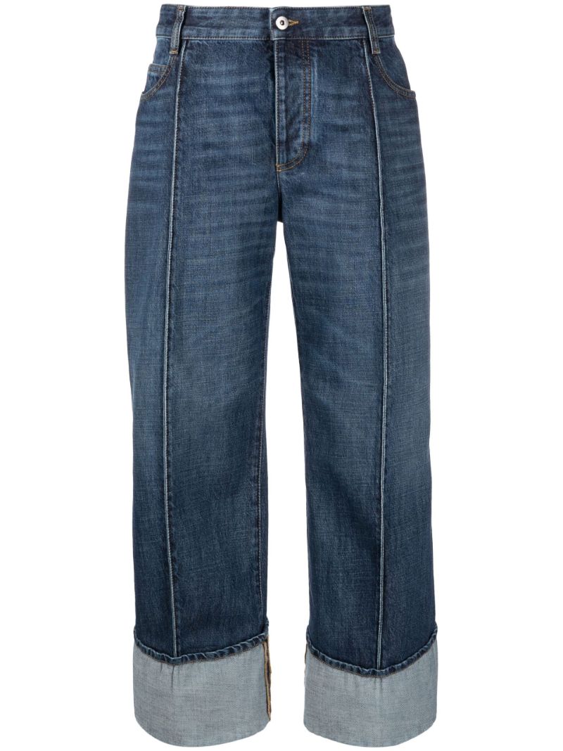 Blue Cropped Straight-leg Jeans