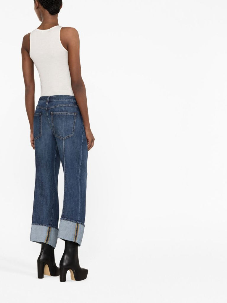 Blue Cropped Straight-leg Jeans