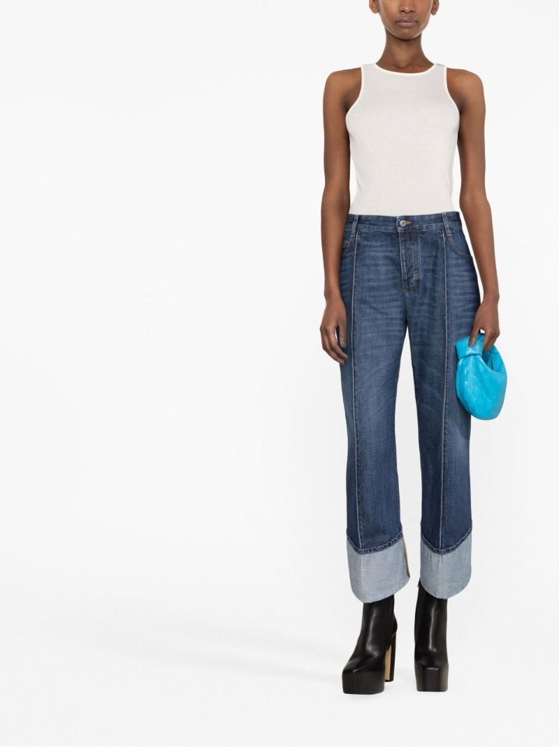 Blue Cropped Straight-leg Jeans