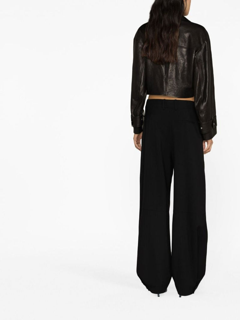 Black Wool Wide-leg Trousers