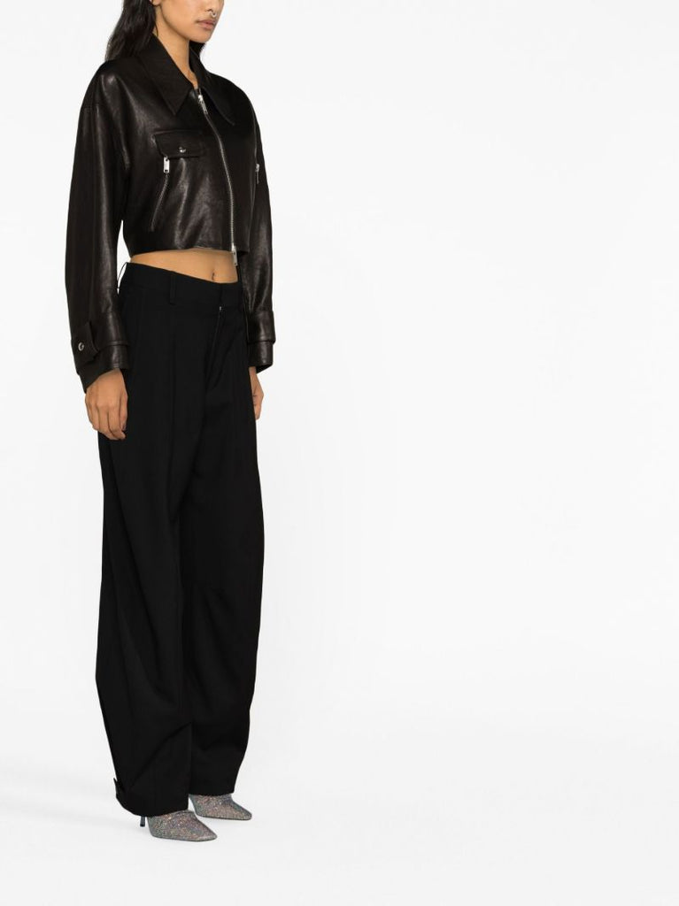 Black Wool Wide-leg Trousers