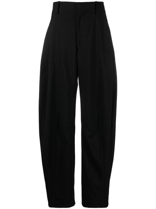 Black Wool Wide-leg Trousers