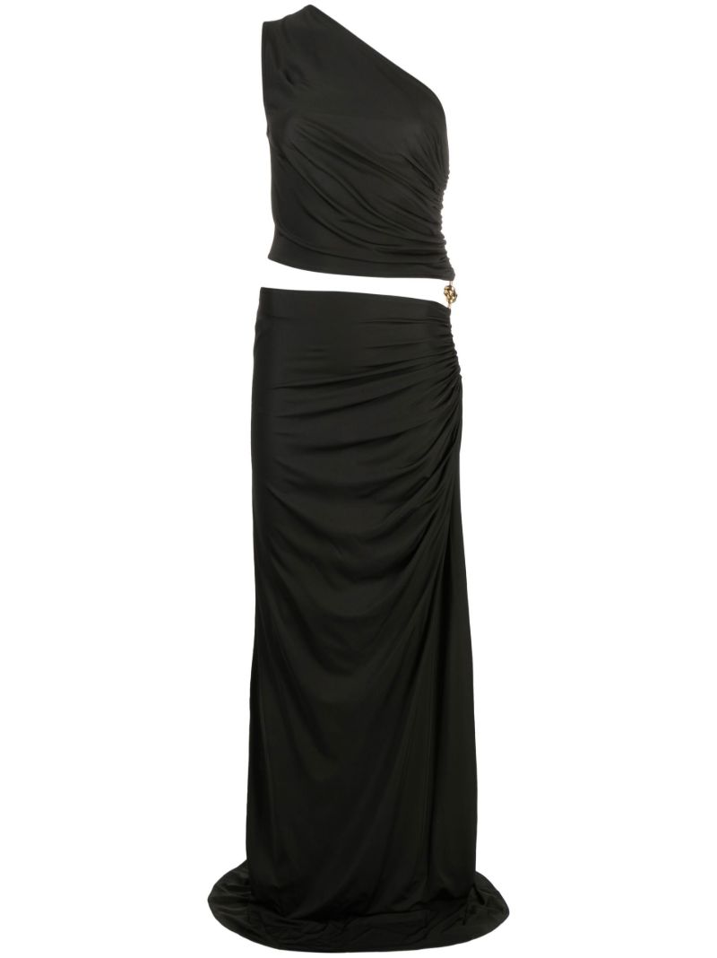 Black One-shoulder Cut-out Dress