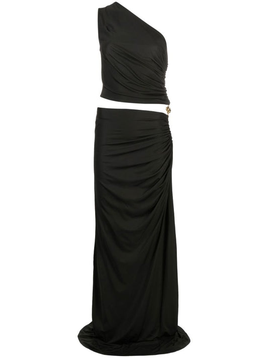 Black One-shoulder Cut-out Dress