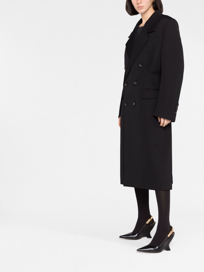 Black Double-breasted Wool Coat