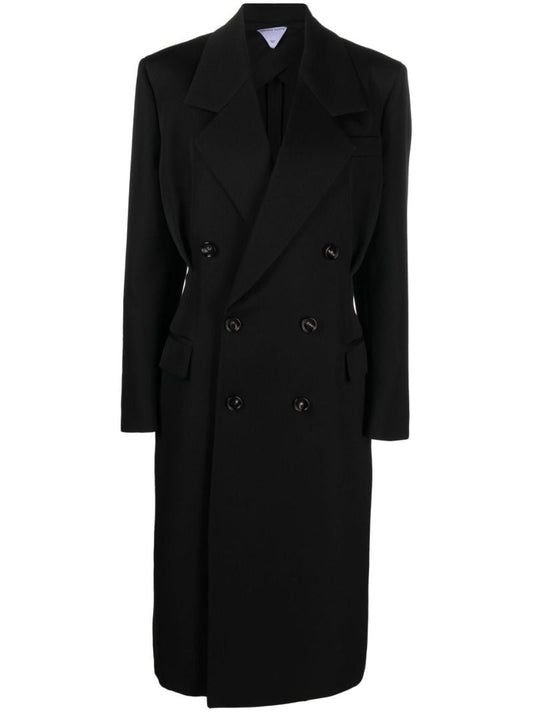Black Double-breasted Wool Coat